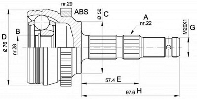 OPEN PARTS cvj538710 -  Шарнирный комплект, приводной вал
